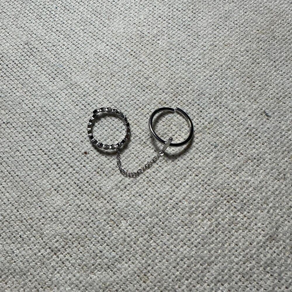 YesStyle Adjustable Rhinestone Silver Cross Ring with Chain